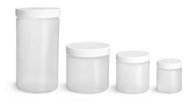 Plastic Cosmetic Jars, Natural HDPE Straight Sided Jars(4.8.16oz)