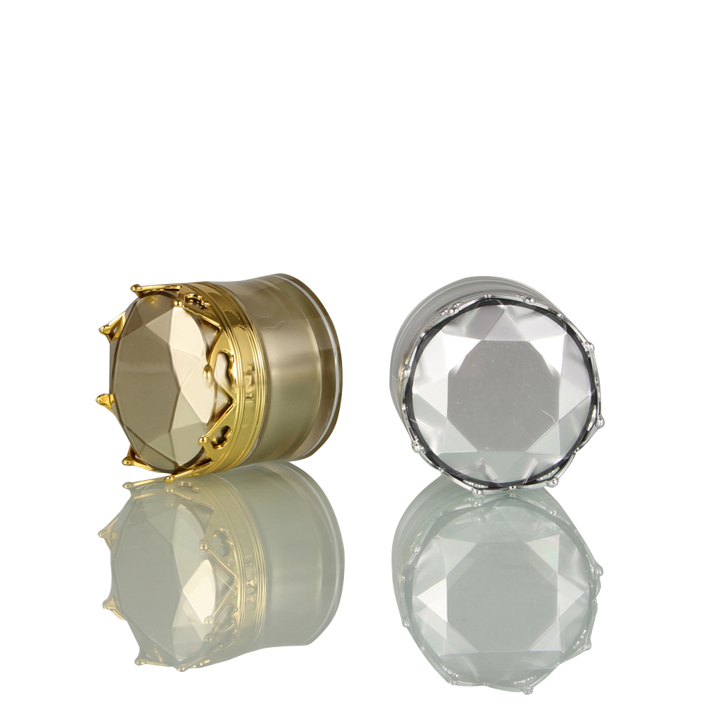 Plastic Cosmetic Packaging 5g 10g 15g 20g 50g Diamonds Crown Cap Acrylic PS PP Cream Jar