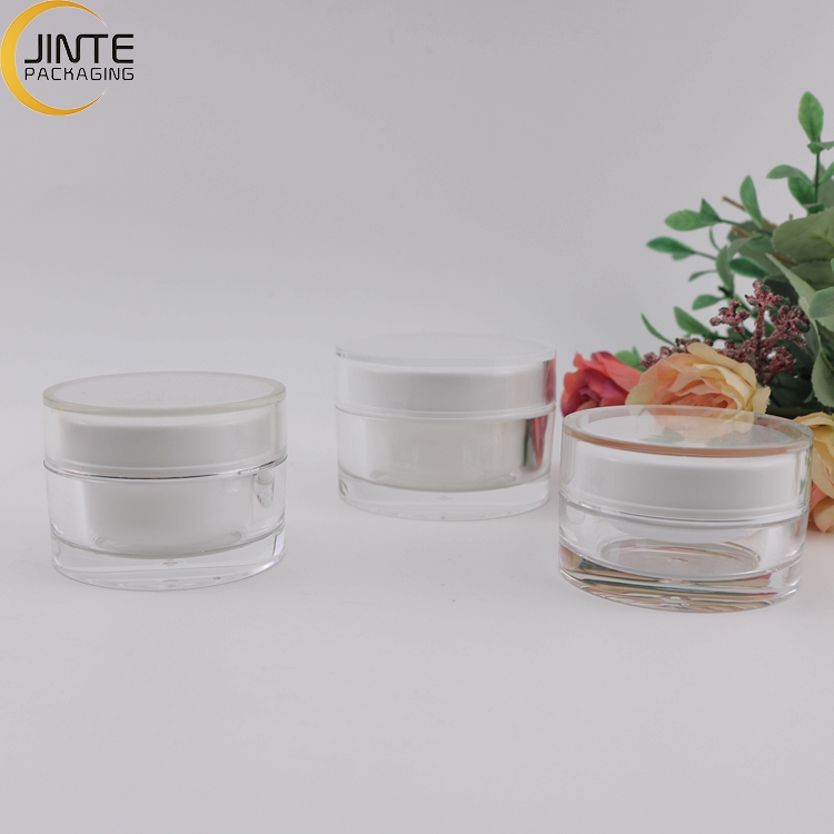 Plastic Cosmetic Packaging Face Cream Packaging Pink Jars Acrylic Clear Jars Skincare Container 50g 30g 15g