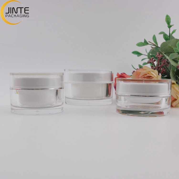 Plastic Cosmetic Packaging Face Cream Packaging Pink Jars Acrylic Clear Jars Skincare Container 50g 30g 15g