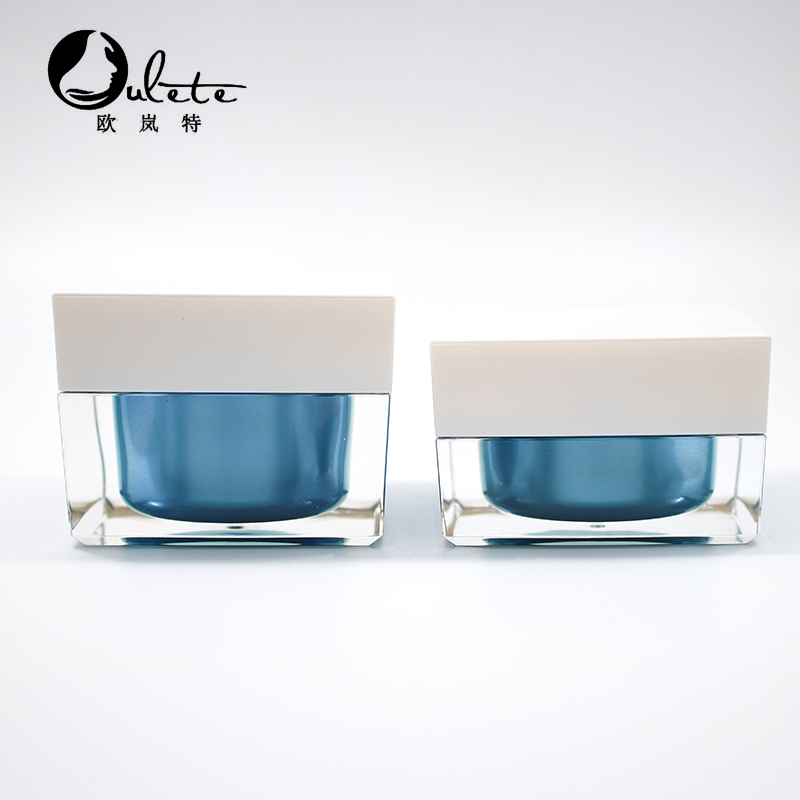 Plastic Empty 30g 50g acrylic jars for cosmetics packaging custom make up face skin care luxury square cream jar