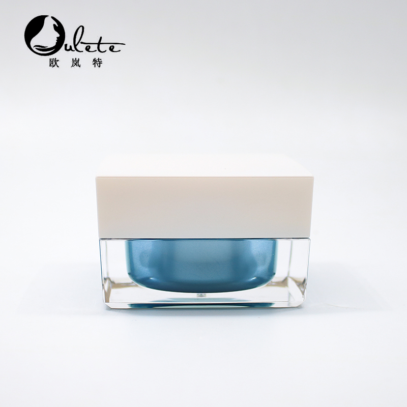 Plastic Empty 30g 50g acrylic jars for cosmetics packaging custom make up face skin care luxury square cream jar