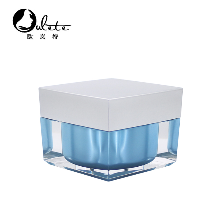 Plastic Empty 30g 50g acrylic jars for cosmetics packaging custom make up face skin care luxury square cream jar