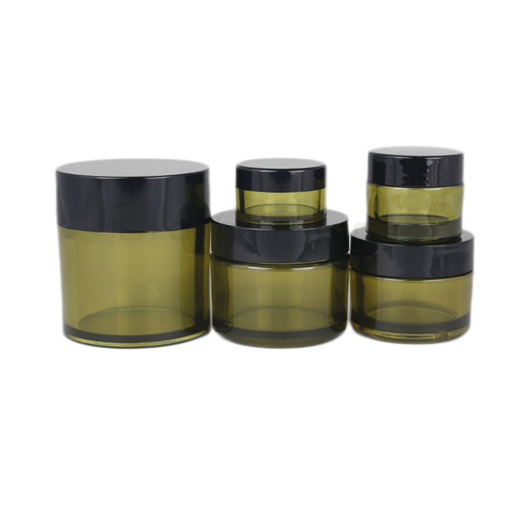 Plastic Face Cream Jar 5g 15g 30g 50g Transparent Dark Green Cosmetic Jar