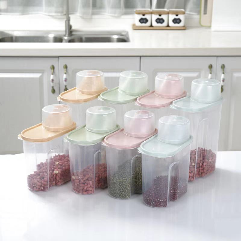 Plastic Household Seal Storage Bottles Jars Transparent Grains Kitchen Jars Storage