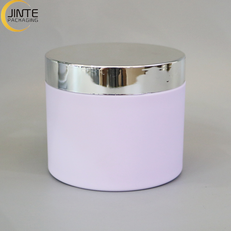 Plastic Jar  Packaging 250ML  Body Butter Jars Cosmetic Container With Silver  Lid For Cream And Scrub Jar