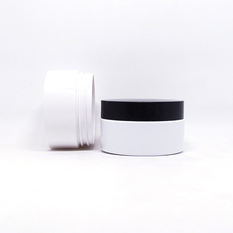Plastic Jar White with Black Lid Skin Care Cream PET Jar Plastic PET Cosmetic Packing 250ml Round Cylinder