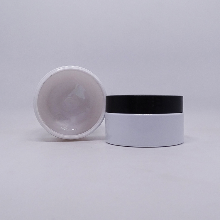 Plastic Jar White with Black Lid Skin Care Cream PET Jar Plastic PET Cosmetic Packing 250ml Round Cylinder