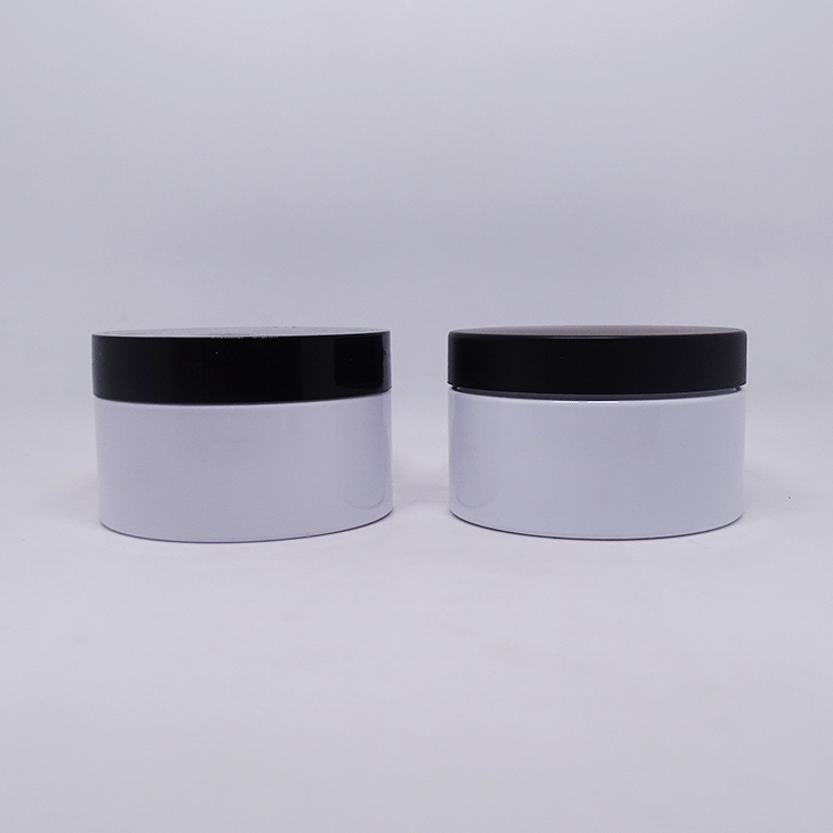 Plastic Jar White with Black Lid Skin Care Cream PET Jar Plastic PET Cosmetic Packing 250ml Round Cylinder