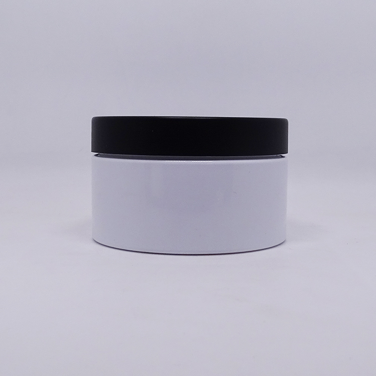 Plastic Jar White with Black Lid Skin Care Cream PET Jar Plastic PET Cosmetic Packing 250ml Round Cylinder