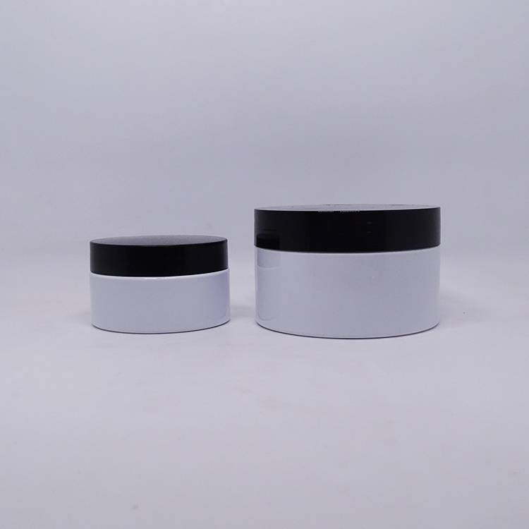 Plastic Jar White with Black Lid Skin Care Cream PET Jar Plastic PET Cosmetic Packing 250ml Round Cylinder