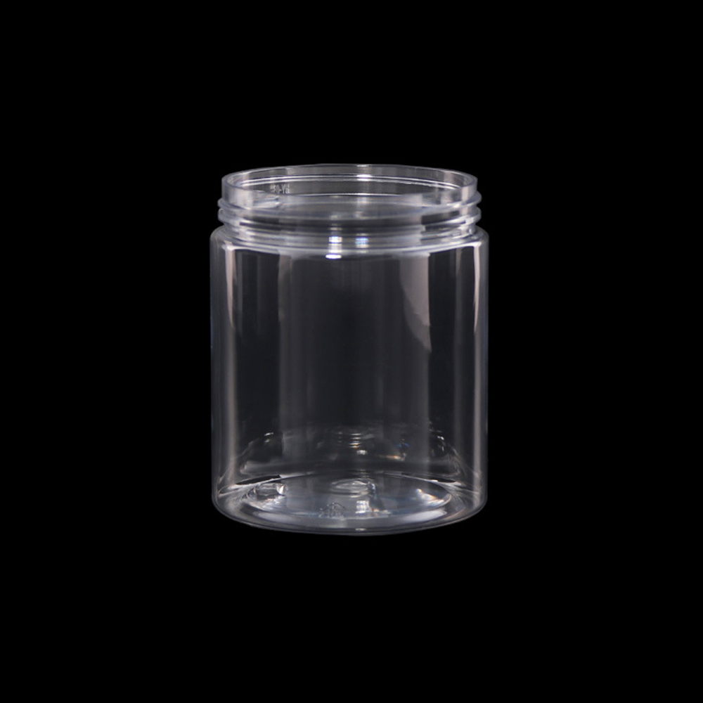 Plastic Jars Clear PET Straight Sided Jars with Black Smooth Caps 50g 80g 100g 120g 150g 180g 200g 250g 300g 400g 500g