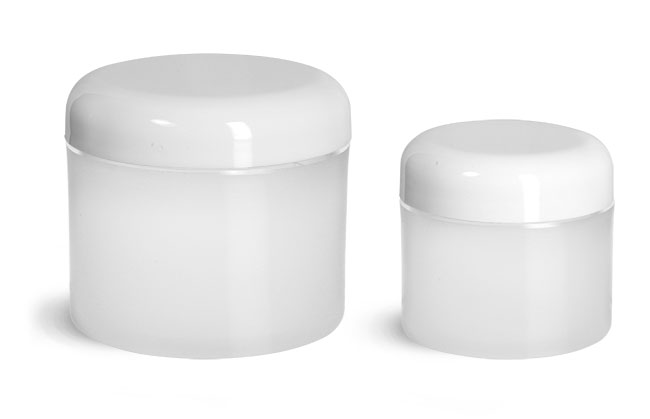 Plastic Jars, Frosted Natural Thick Wall Polypro Jars(2.4)