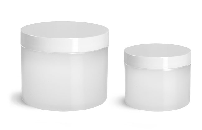 Plastic Jars, Frosted Natural Thick Wall Polypro Jars(2.4)