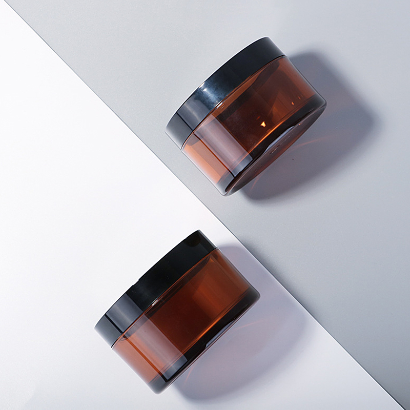 Plastic PET Face Skin Care Container 120g Amber Cylinder Cosmetic Cream Jar