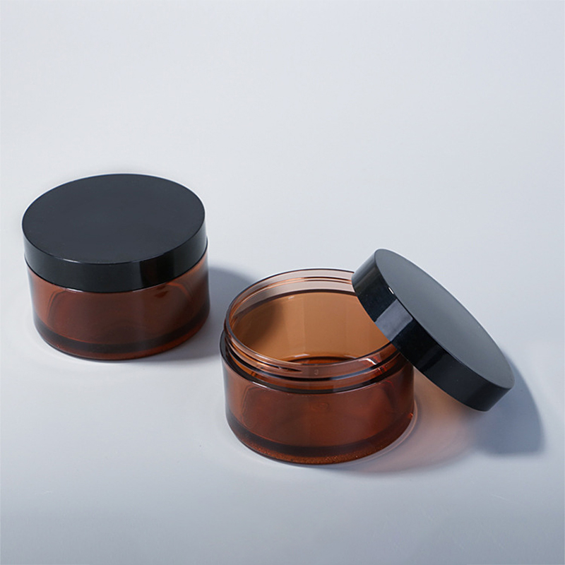 Plastic PET Face Skin Care Container 120g Amber Cylinder Cosmetic Cream Jar