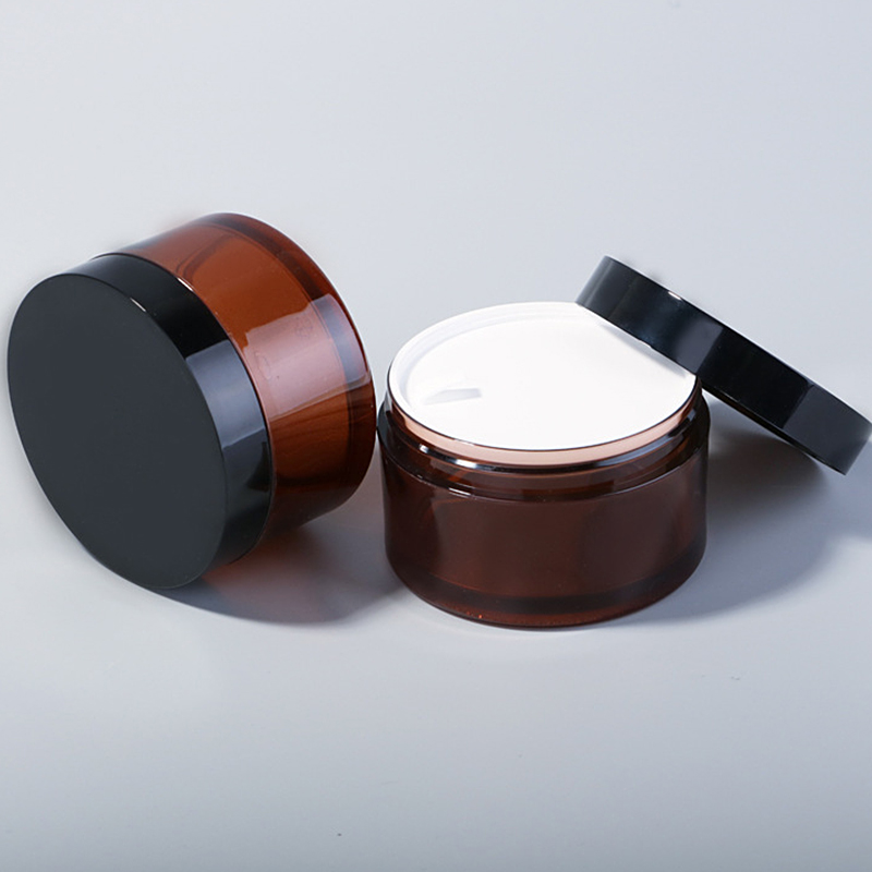 Plastic PET Face Skin Care Container 120g Amber Cylinder Cosmetic Cream Jar