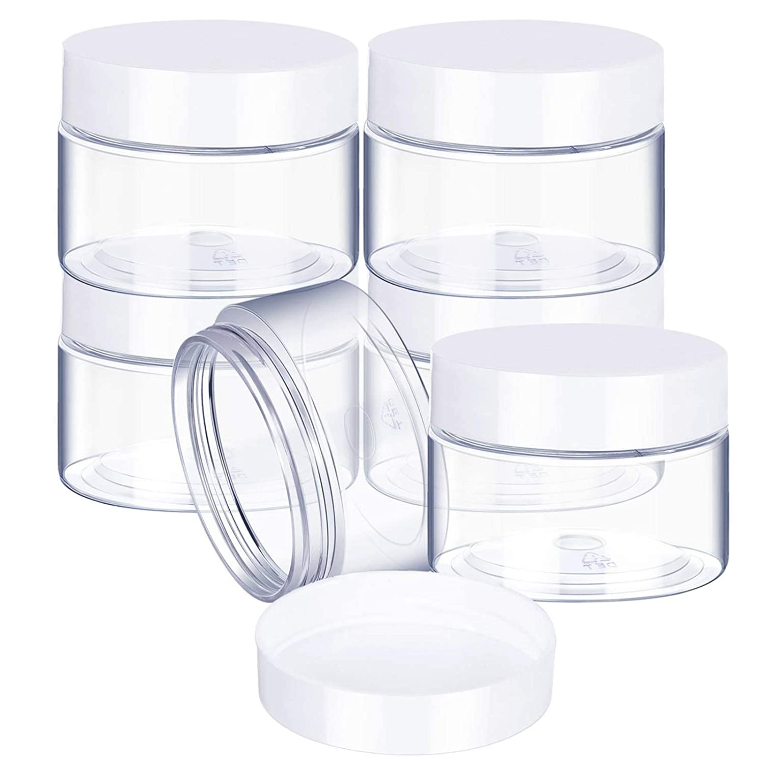Plastic Pot Jars Round Clear Leak Proof Plastic Cosmetic Container Jars with White Lids