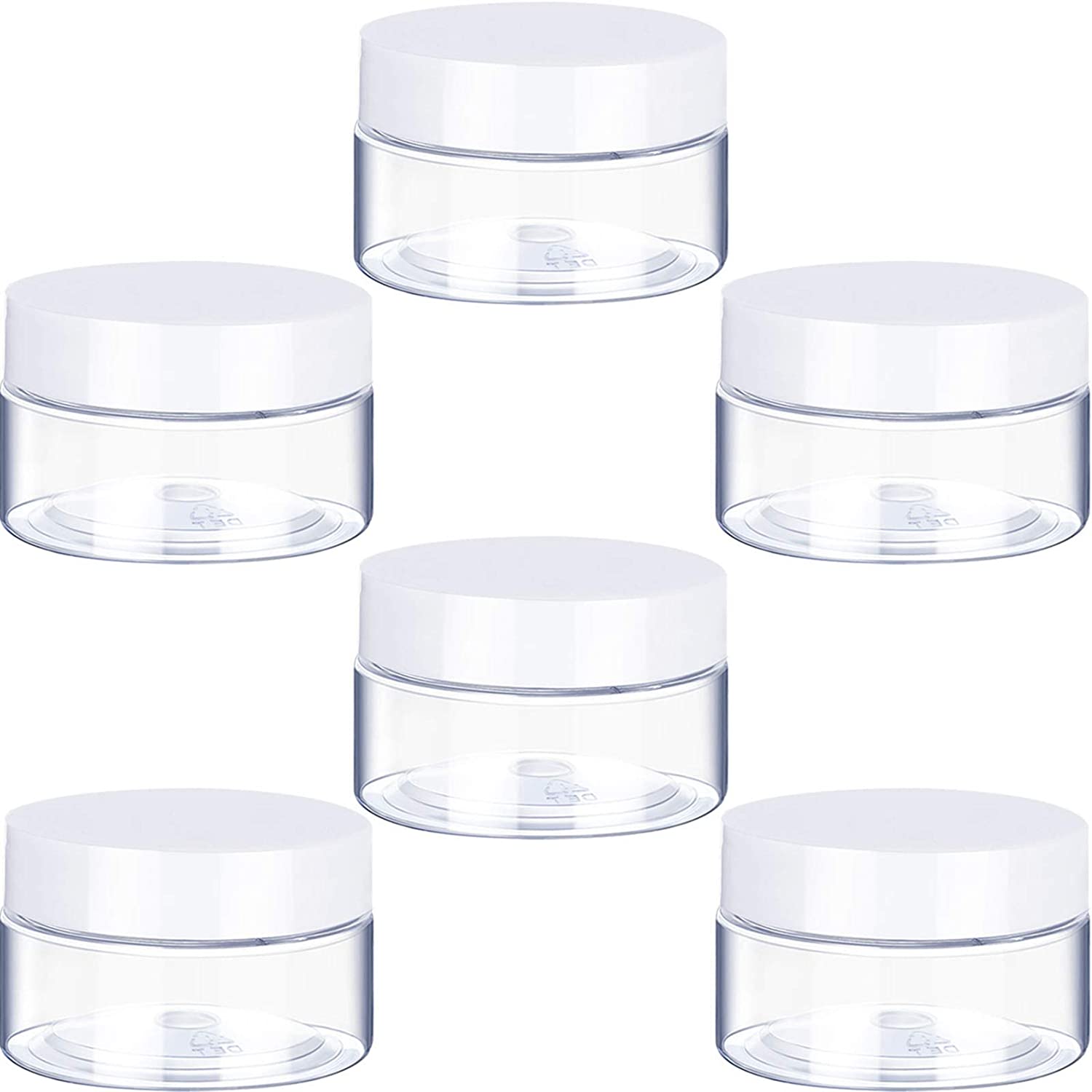 Plastic Pot Jars Round Clear Leak Proof Plastic Cosmetic Container Jars with White Lids