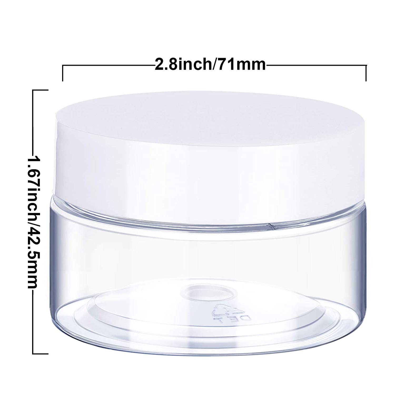 Plastic Pot Jars Round Clear Leak Proof Plastic Cosmetic Container Jars with White Lids