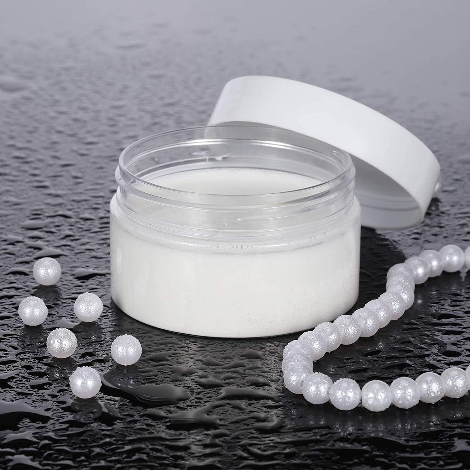 Plastic Pot Jars Round Clear Leak Proof Plastic Cosmetic Container Jars with White Lids