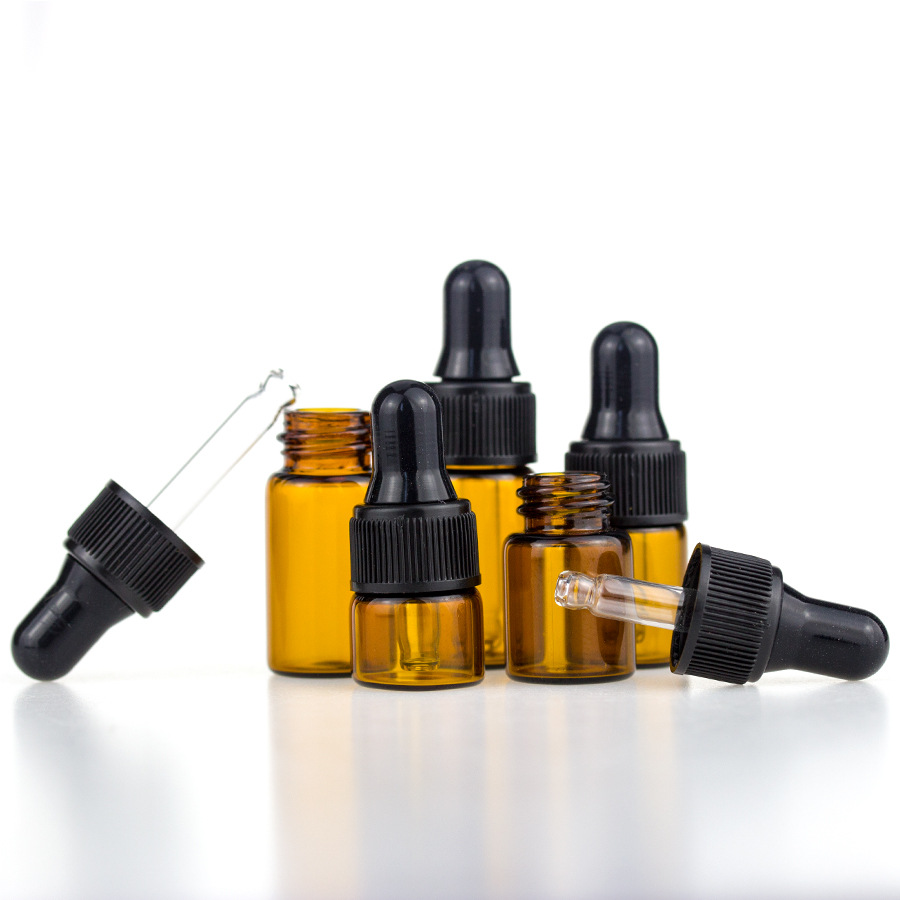 Plastic dropper cap 3ml amber essential oil glass mini bottle