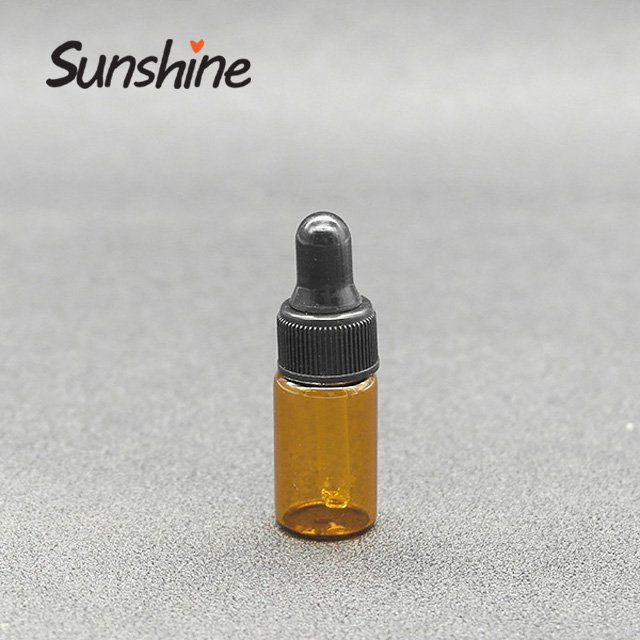 Plastic dropper cap 3ml amber essential oil glass mini bottle