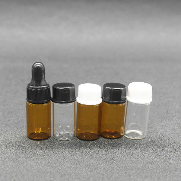 Plastic dropper cap 3ml amber essential oil glass mini bottle
