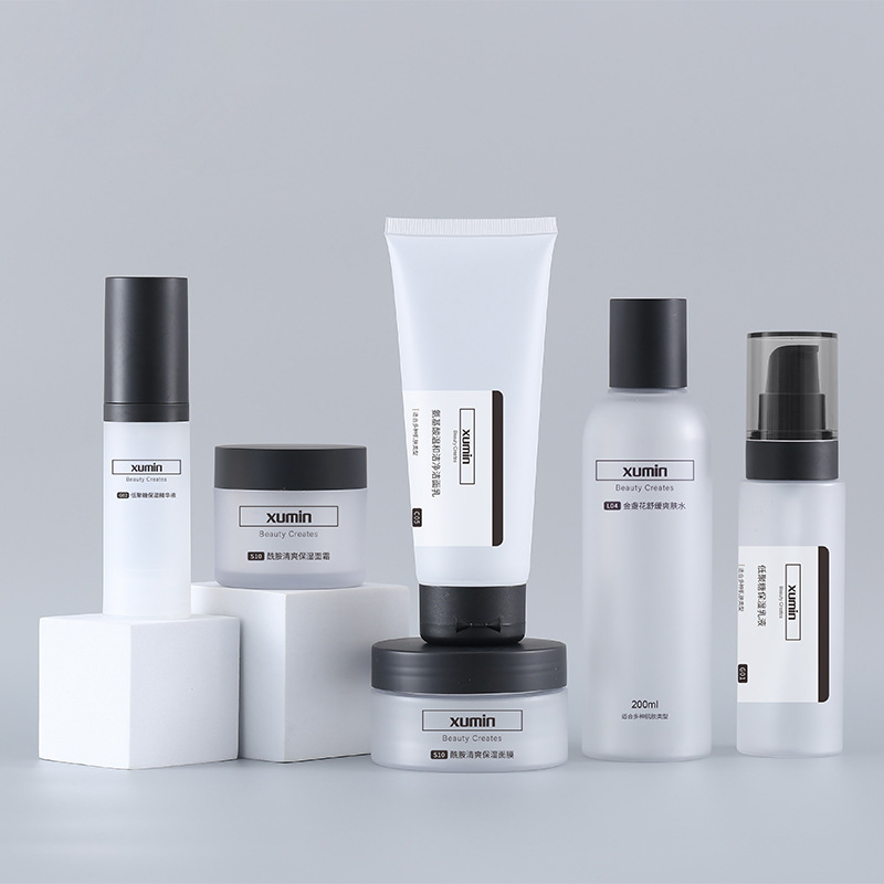 Plastic frosting bottle cosmetic skin care set packaging jar bottle container