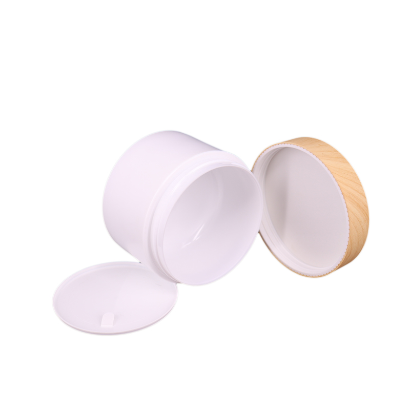 Plastic jar for cosmetics with option of different colors with a screw bamboo lid, with internal separator- 250ML OR 300ML