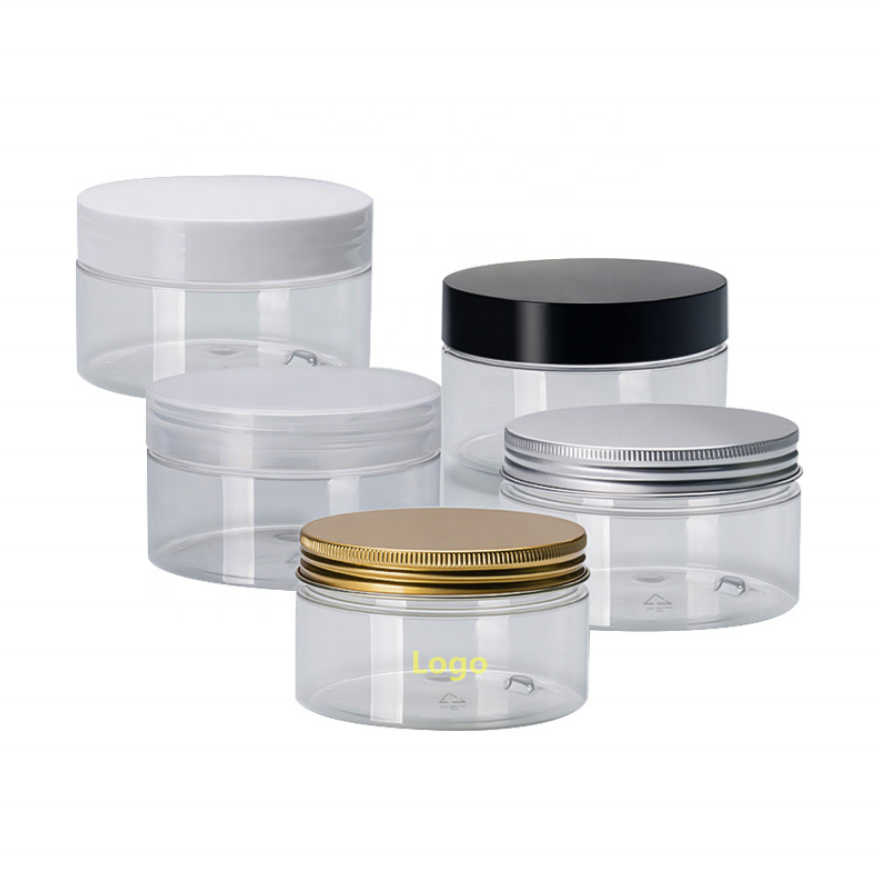 Plastic jar with small cream containers for hair products