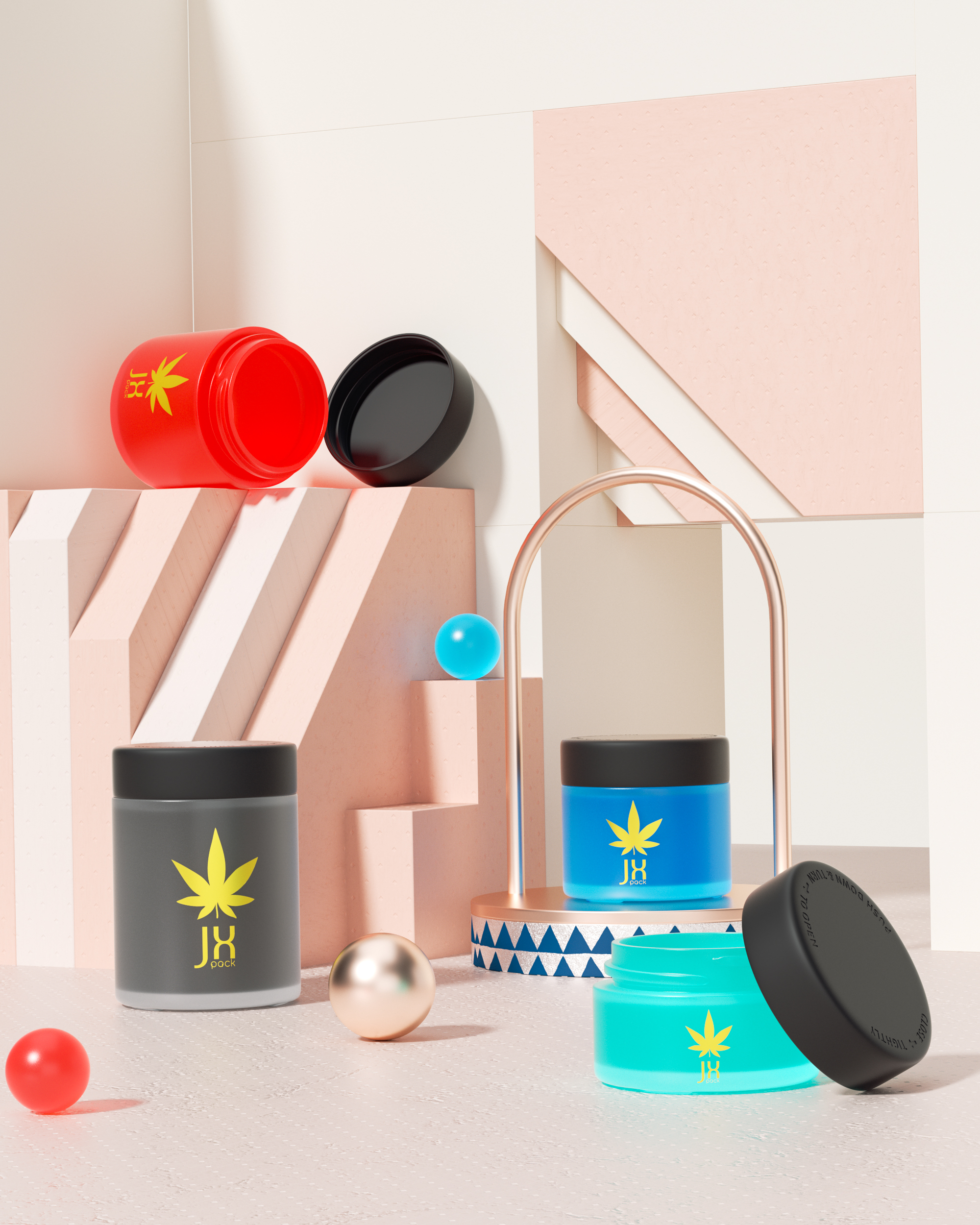 Plastic lid jars 5ml 50ml 120ml opaque hemp child resistant Wide Mouth glass Storage Jar Container