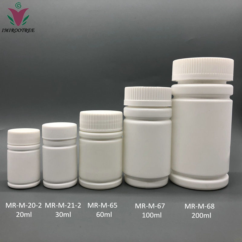 Plastic pill bottles 10ml-300ml, HDPE/PET pharmaceutical capsule pill bottle with seal, medicine vitamin bottles containers