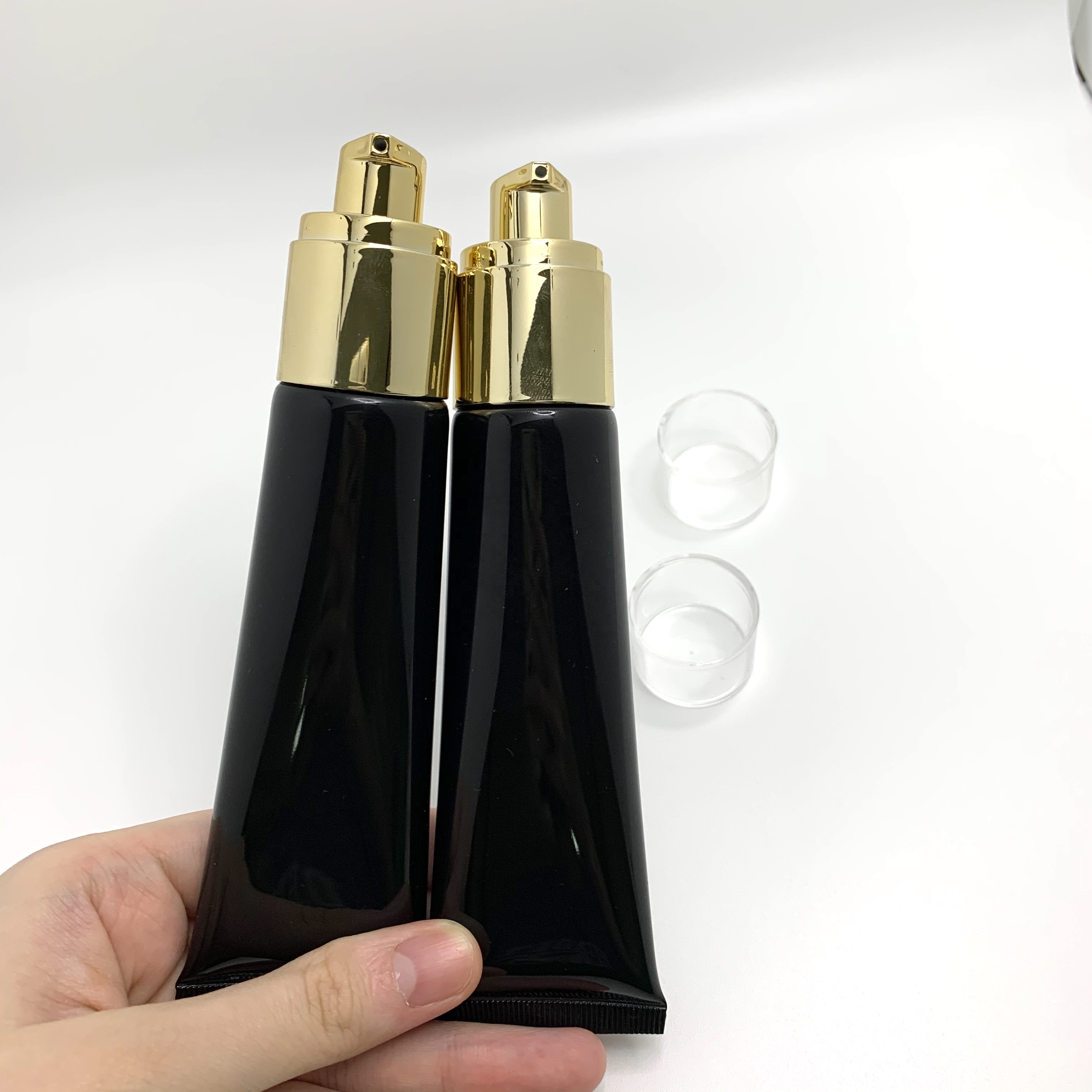 Plastic pump bottles/ hand wash black pump skincare pp bottle 40ml lotion bottle/ airless pump bottle 40ml