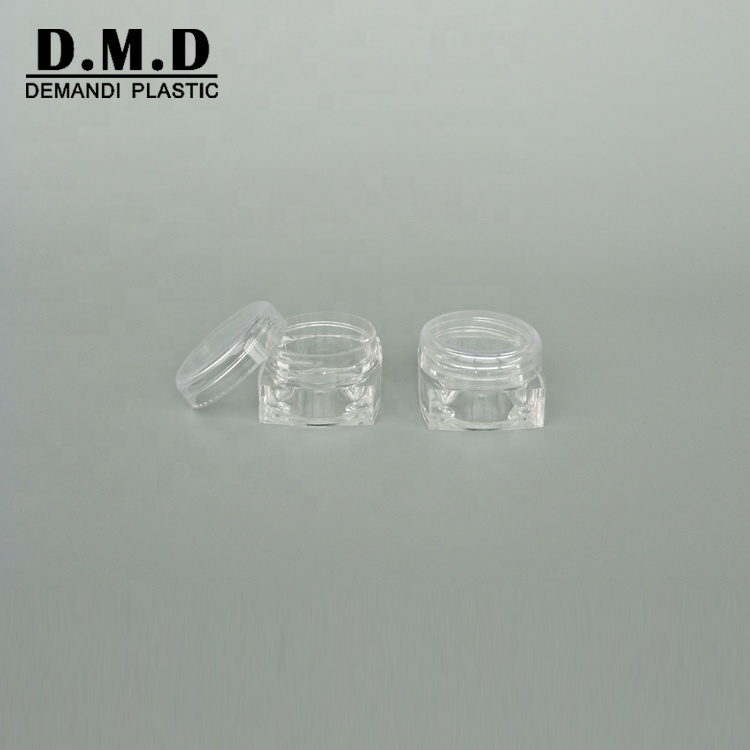 Plastic transparent square empty cosmetic container 5ml 10g 10ml 20gram 20ml clear jar