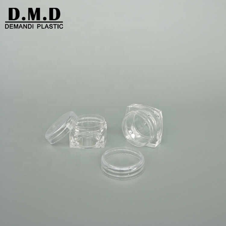Plastic transparent square empty cosmetic container 5ml 10g 10ml 20gram 20ml clear jar