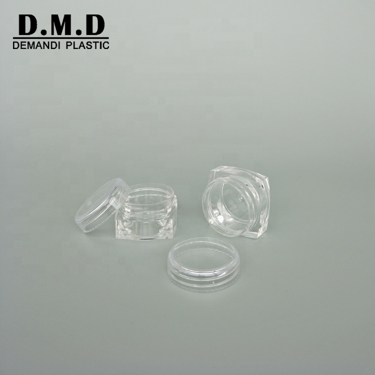 Plastic transparent square empty cosmetic container 5ml 10g 10ml 20gram 20ml clear jar