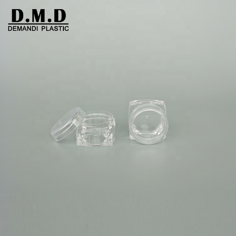 Plastic transparent square empty cosmetic container 5ml 10g 10ml 20gram 20ml clear jar