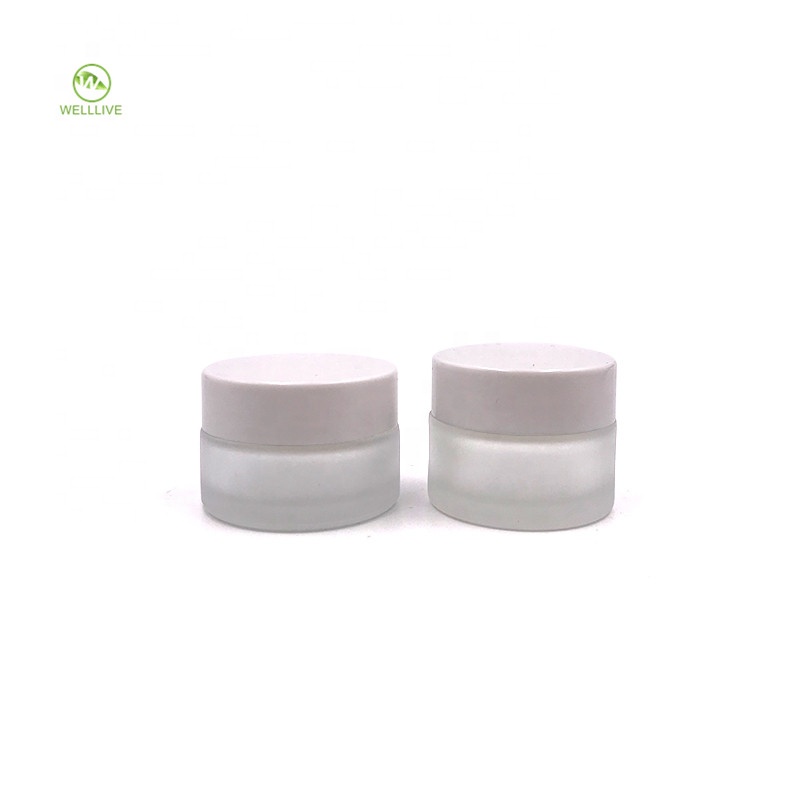 Plastic white cap 5g 10g 15g 20g 30g 50g 100g frosted transparent matte color glass jar for cosmetic cream