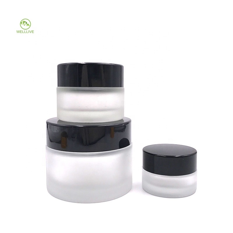 Plastic white cap 5g 10g 15g 20g 30g 50g 100g frosted transparent matte color glass jar for cosmetic cream