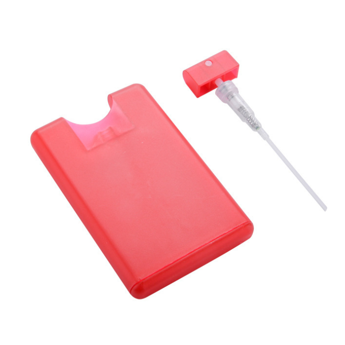 Pocket sized pp plastic perfume spray bottle empty 20ml square shape credit card perfume bottles