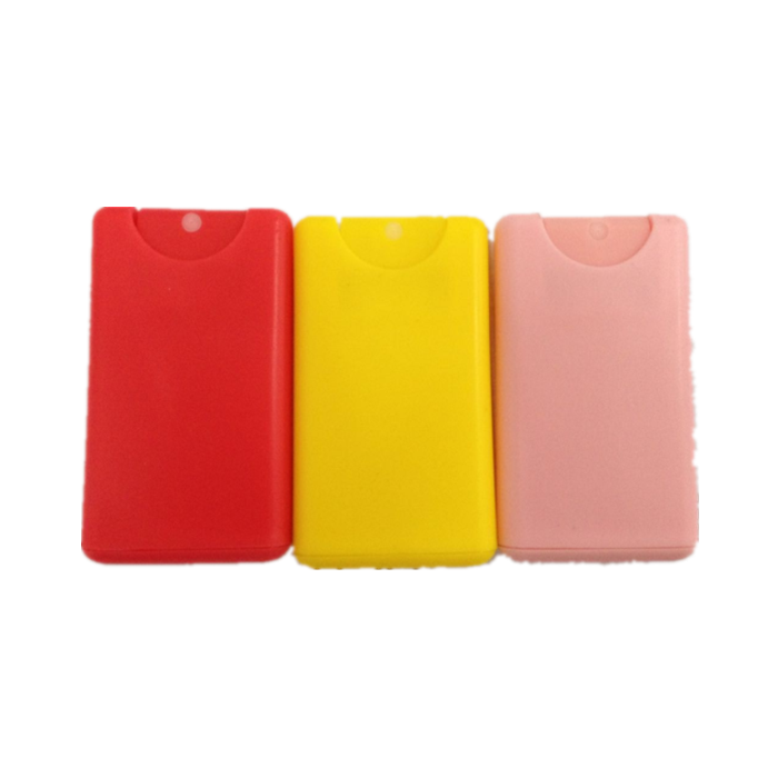 Pocket sized pp plastic perfume spray bottle empty 20ml square shape credit card perfume bottles
