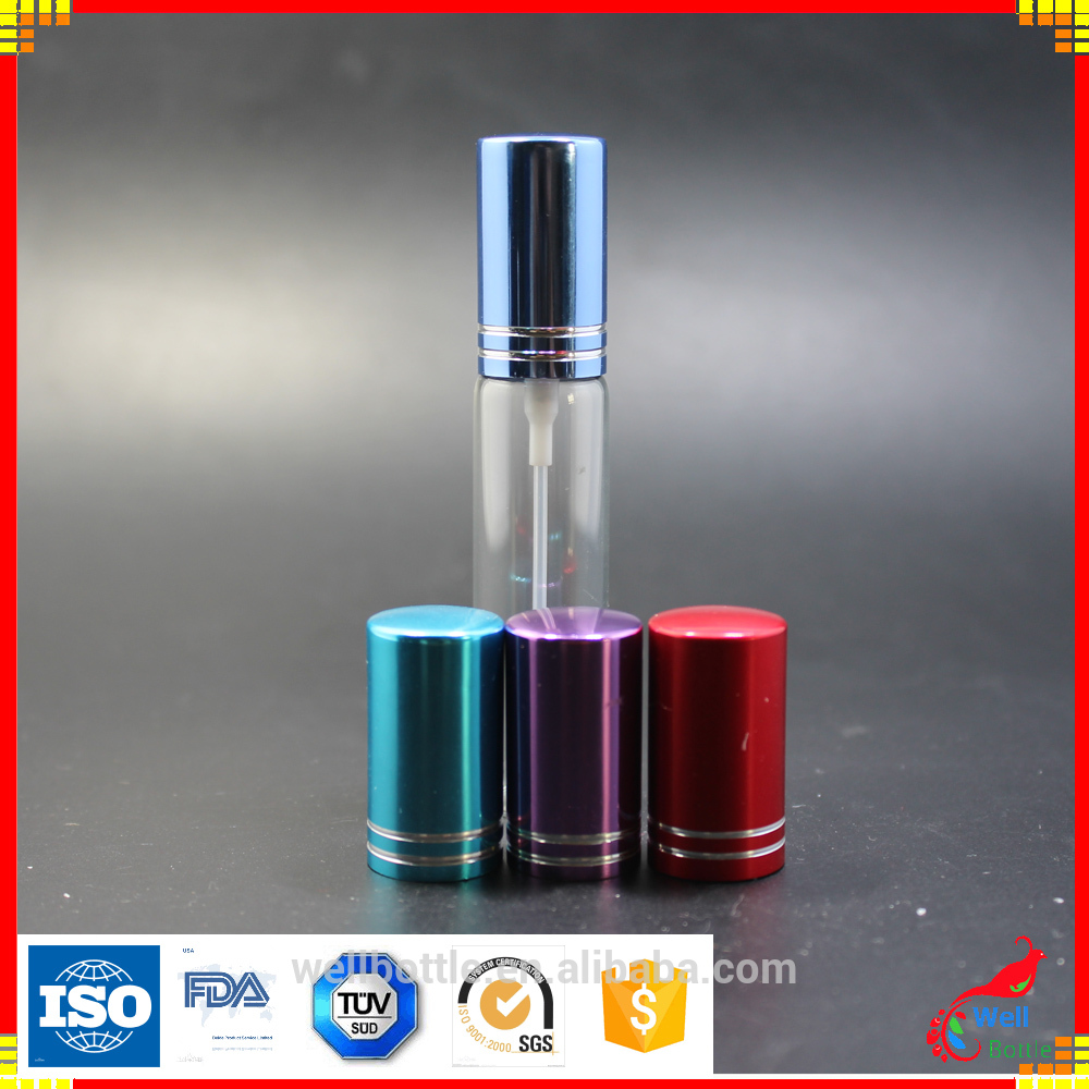 Pocket sized small deodorant refillable clear 5ml 10ml 15ml perfume glass fine mist spray bottle Vial-802A