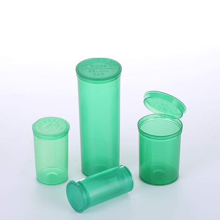 Pop Top Plastic Green Reversible Medicine Pill Pharmacial Vials Bottles