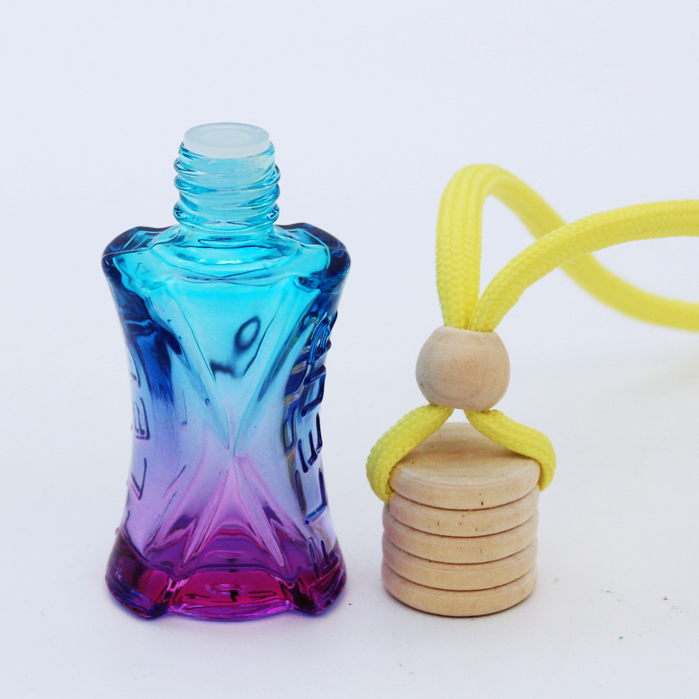 Popular 10ml empty packaging colored car hanging perfume glass bottle