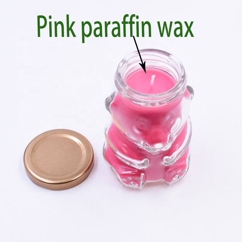 Popular 120 ml transparent clear bear shape candle glass jar honey jam candy snacks with paraffin