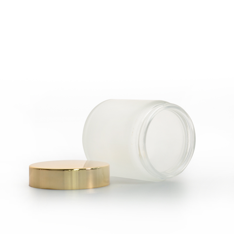 Popular 120g frosted Glass cream jar with gold cap For skin care cream
