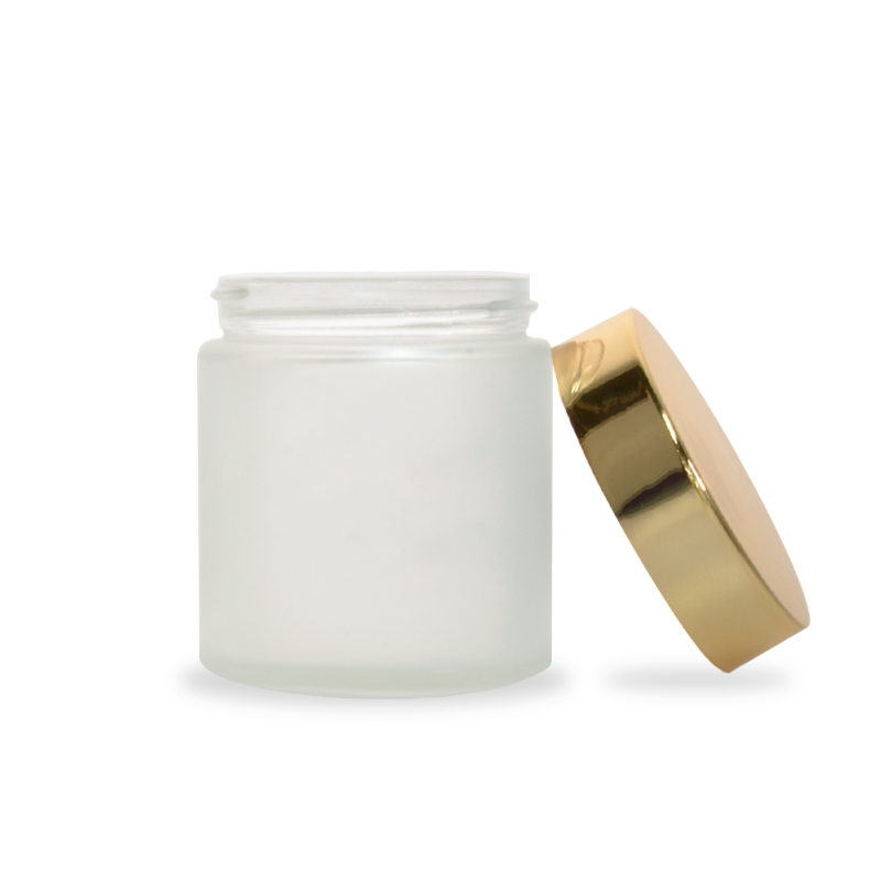 Popular 120g frosted Glass cream jar with gold cap For skin care cream