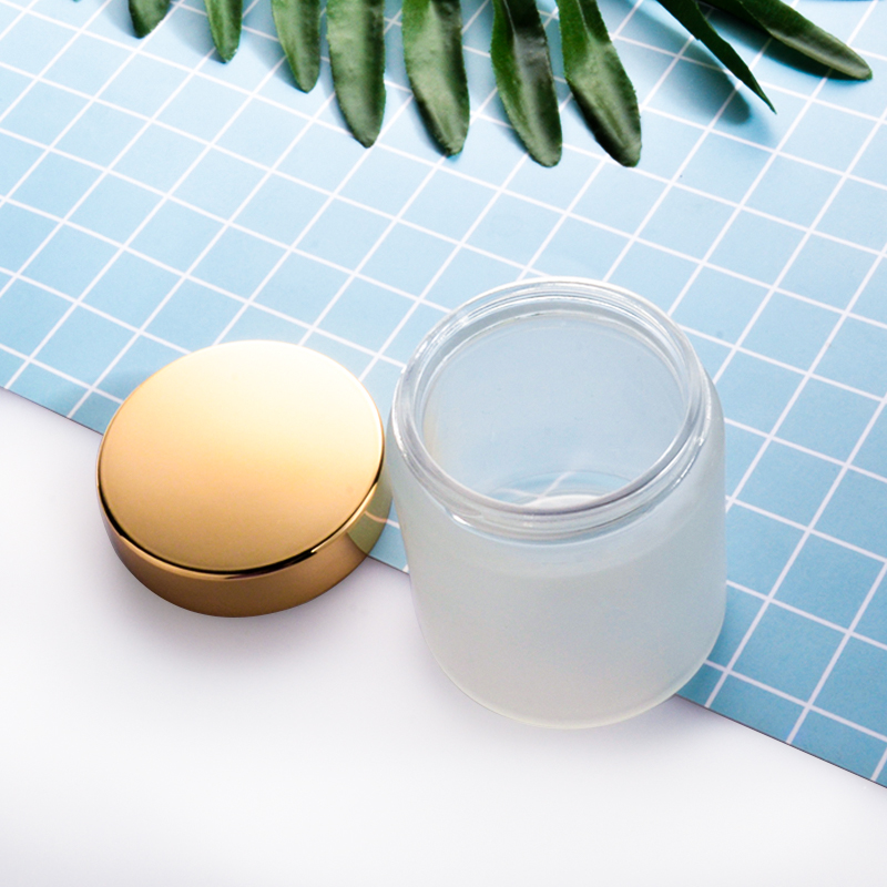 Popular 120g frosted Glass cream jar with gold cap For skin care cream