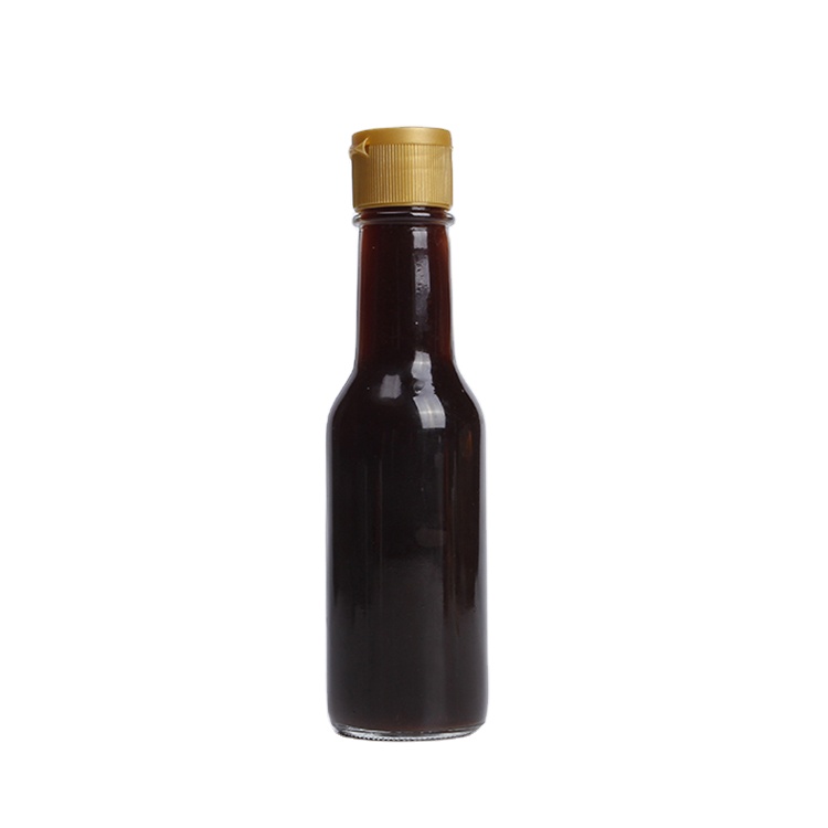 Popular 150ML 90ML Chilli Hot Sauce BBQ glass Packing bottles with inner stopper and plastic open lid with logo label